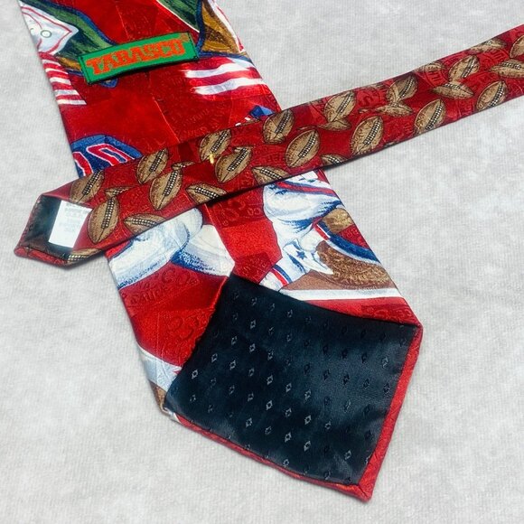 Tabasco Tie With Football Players American Flag & Footballs 100% Silk  Made In U - Picture 6 of 7